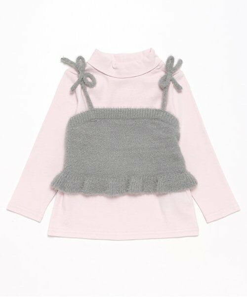 petit main / プティマイン ニット・セーター | 【リンク】キラキラニットビスチェセット(キッズ)（シルバー グレー）