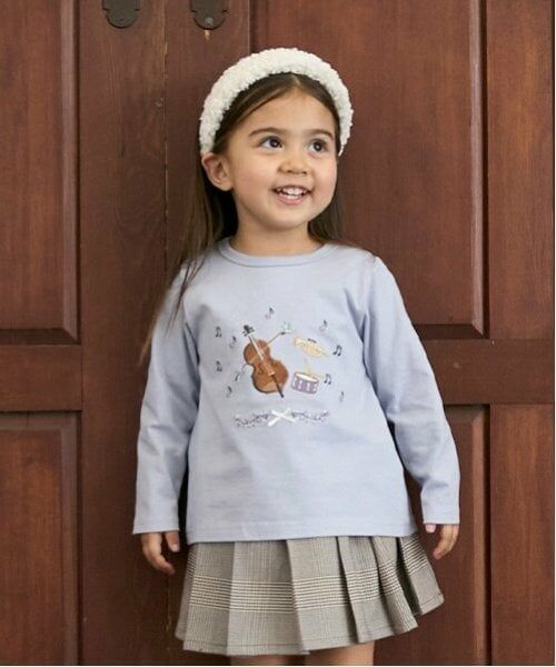 petit main / プティマイン Tシャツ | 【リンク】Lesson長袖Tシャツ(キッズ)（サックス）