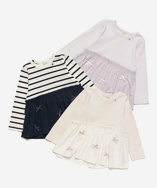 petit main / プティマイン Tシャツ | 【リンク】リボンペプラム長T(キッズ) | 詳細7
