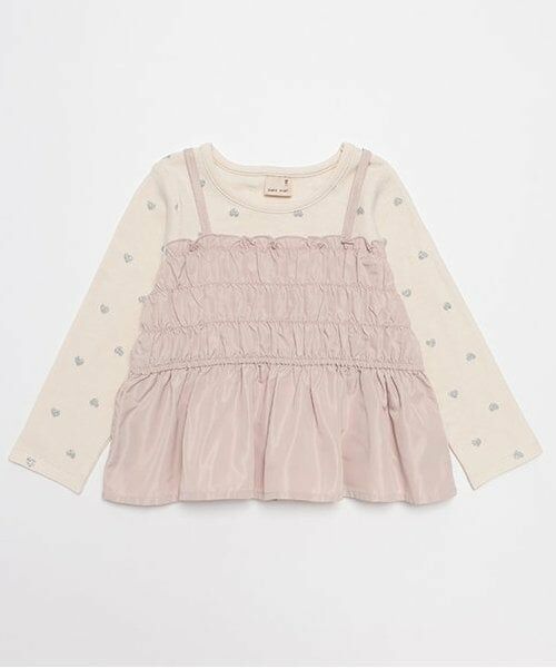 petit main / プティマイン Tシャツ | 【リンク】ビスチェドッキング長T(キッズ)（ライト ピンク）