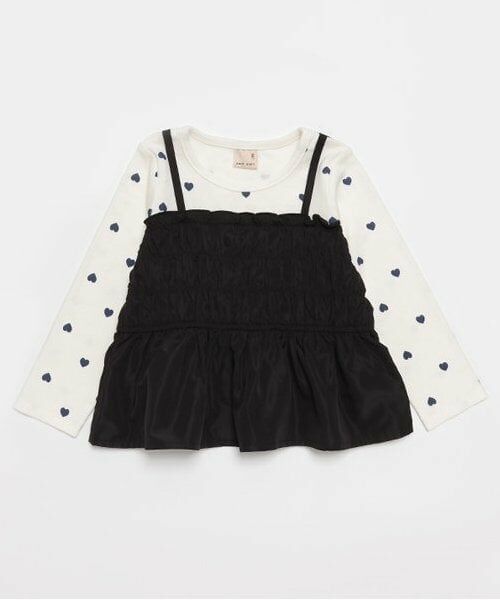 petit main / プティマイン Tシャツ | 【リンク】ビスチェドッキング長T(キッズ)（黒）