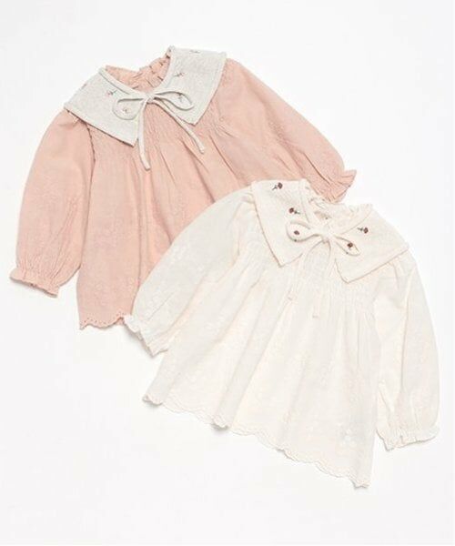 petit main / プティマイン シャツ・ブラウス | 【リンク】ニット衿シャーリングブラウス(キッズ) | 詳細10