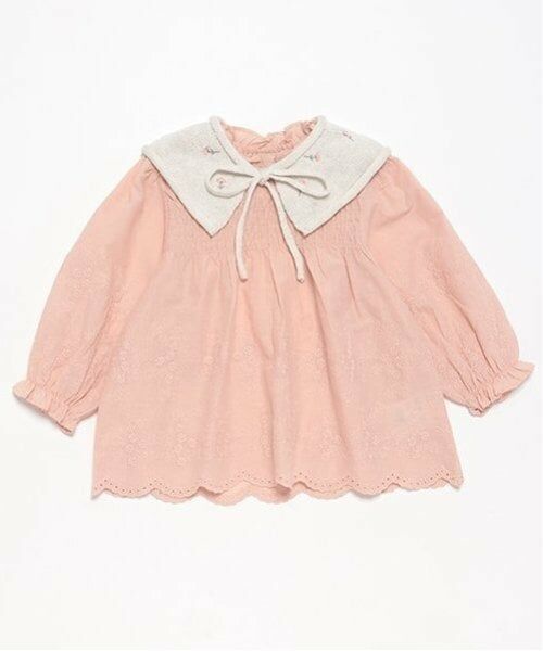 petit main / プティマイン シャツ・ブラウス | 【リンク】ニット衿シャーリングブラウス(キッズ) | 詳細11