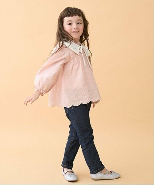 petit main / プティマイン シャツ・ブラウス | 【リンク】ニット衿シャーリングブラウス(キッズ) | 詳細2