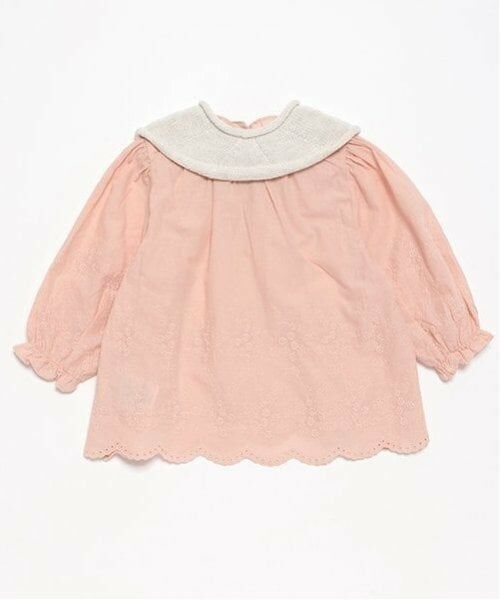 petit main / プティマイン シャツ・ブラウス | 【リンク】ニット衿シャーリングブラウス(キッズ) | 詳細4