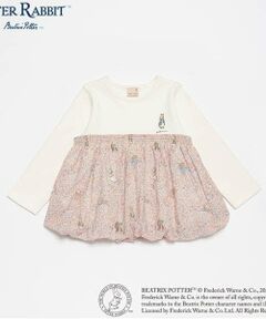 petit main / プティマイン Tシャツ | 【ピーターラビット】花柄ドッキング長T