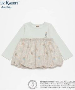 petit main / プティマイン Tシャツ | 【ピーターラビット】花柄ドッキング長T