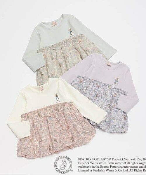 petit main / プティマイン Tシャツ | 【ピーターラビット】花柄ドッキング長T | 詳細10