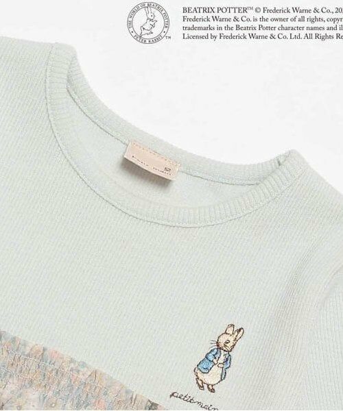 petit main / プティマイン Tシャツ | 【ピーターラビット】花柄ドッキング長T | 詳細2