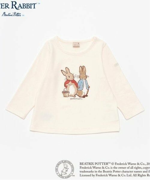 petit main / プティマイン Tシャツ | 【ピーターラビット】グラフィック長T（アイボリー）