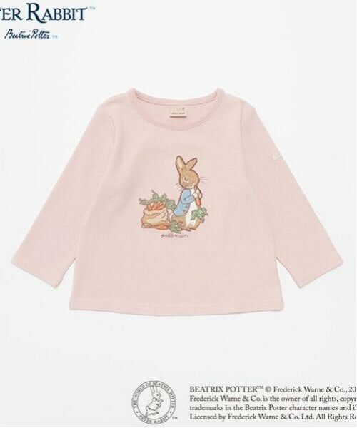 petit main / プティマイン Tシャツ | 【ピーターラビット】グラフィック長T（ライト ピンク）