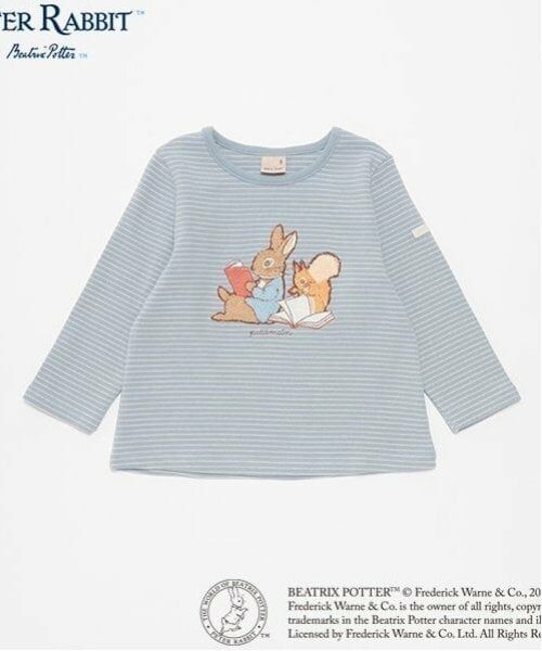 petit main / プティマイン Tシャツ | 【ピーターラビット】グラフィック長T（ライト ブルー）