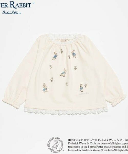 petit main / プティマイン その他トップス | 【ピーターラビット】刺繍カットチュニック（ECRU(キナリ)）