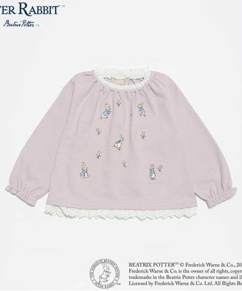 petit main / プティマイン その他トップス | 【ピーターラビット】刺繍カットチュニック（ラベンダー）