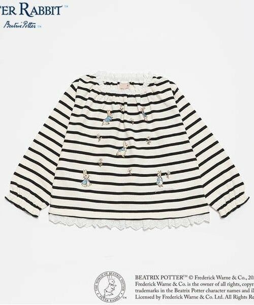 petit main / プティマイン その他トップス | 【ピーターラビット】刺繍カットチュニック（黒）