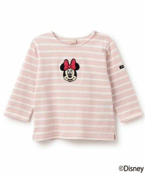 petit main / プティマイン Tシャツ | 【Disney】アップリケボーダー長袖T(ピンク)