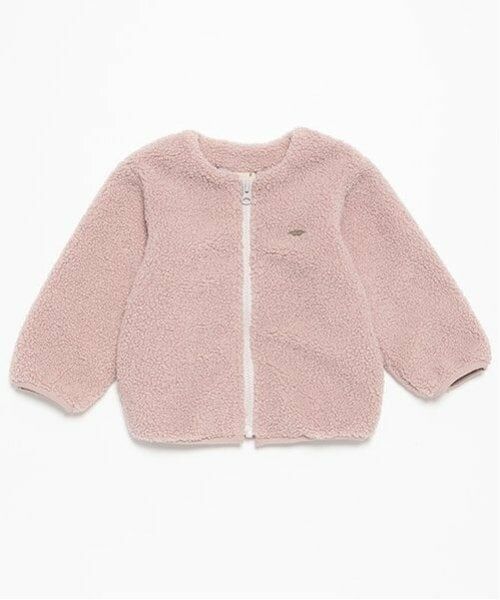 petit main / プティマイン カーディガン・ボレロ | 【リンク】ボアジップ羽織り(キッズ)（モデレート ピンク）