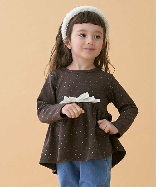 petit main / プティマイン その他トップス | 【スマイル/防汚】リボンカットチュニック（コゲ茶）