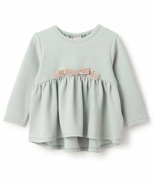 petit main / プティマイン その他トップス | 【スマイル/防汚】リボンカットチュニック（ライト グリーン）