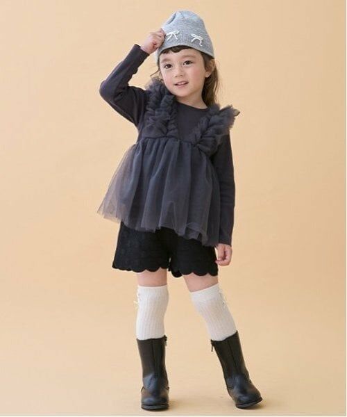 petit main / プティマイン Tシャツ | 【リンク】チュールドッキング長T(キッズ) | 詳細3
