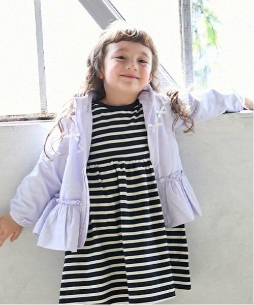 petit main / プティマイン ブルゾン | 【撥水】ペプラムウィンブレ（ラベンダー）