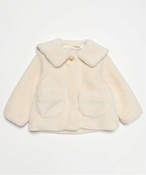petit main / プティマイン ブルゾン | 【軽ふわ】セーラーカラーボアジャケット（アイボリー）