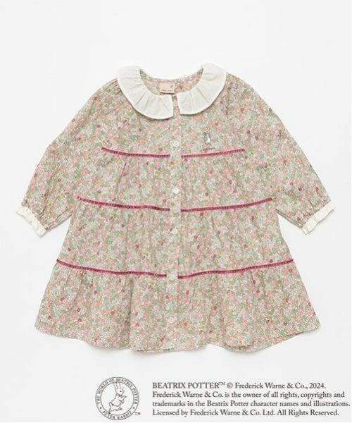 petit main / プティマイン ミニ丈・ひざ丈ワンピース | 【ピーターラビット】花柄ワンピース（ライト ピンク）