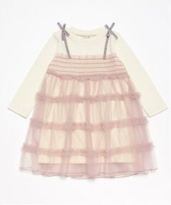 petit main / プティマイン ミニ丈・ひざ丈ワンピース | チュールドッキングワンピース