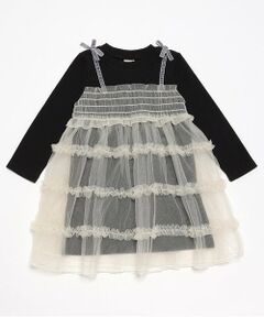 petit main / プティマイン ミニ丈・ひざ丈ワンピース | チュールドッキングワンピース