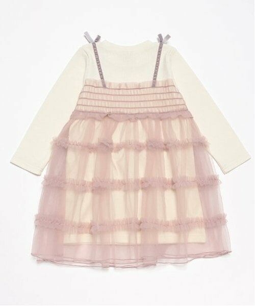 petit main / プティマイン ミニ丈・ひざ丈ワンピース | チュールドッキングワンピース | 詳細1