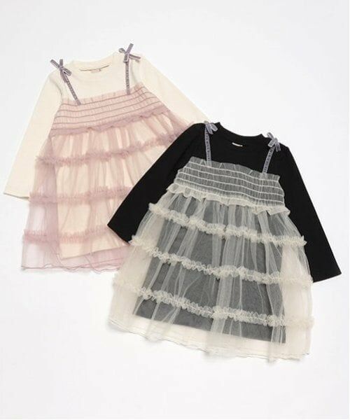 petit main / プティマイン ミニ丈・ひざ丈ワンピース | チュールドッキングワンピース | 詳細7