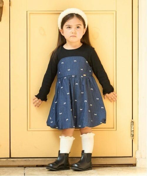 petit main / プティマイン ミニ丈・ひざ丈ワンピース | 【リンク】リボン刺しゅうワンピース(キッズ) | 詳細2