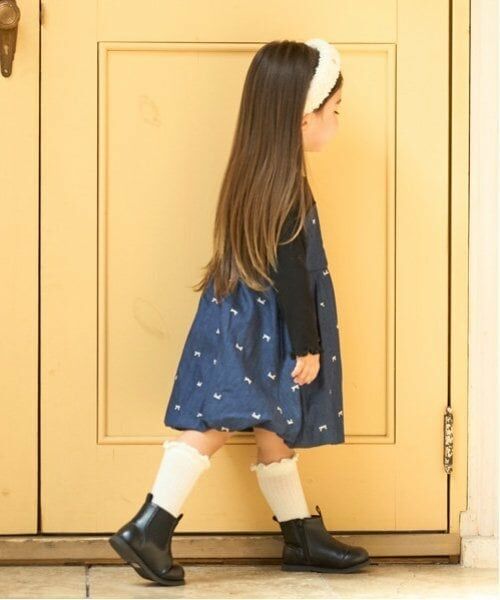 petit main / プティマイン ミニ丈・ひざ丈ワンピース | 【リンク】リボン刺しゅうワンピース(キッズ) | 詳細3