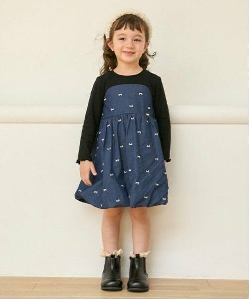 petit main / プティマイン ミニ丈・ひざ丈ワンピース | 【リンク】リボン刺しゅうワンピース(キッズ) | 詳細5