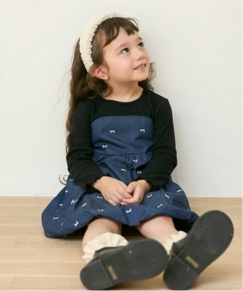 petit main / プティマイン ミニ丈・ひざ丈ワンピース | 【リンク】リボン刺しゅうワンピース(キッズ) | 詳細7