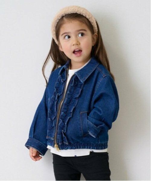 petit main / プティマイン ブルゾン | 【リンク】デニムフリルジャケット(キッズ) | 詳細1