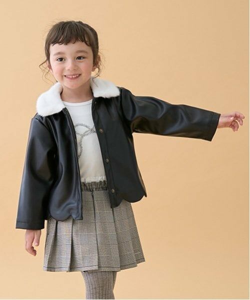 petit main / プティマイン ブルゾン | 【リンク】合皮ジャケット(キッズ)（黒）