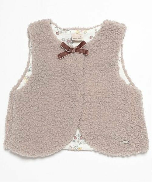 petit main / プティマイン ダウンジャケット・ベスト | ブークレボアベスト（モカ茶）