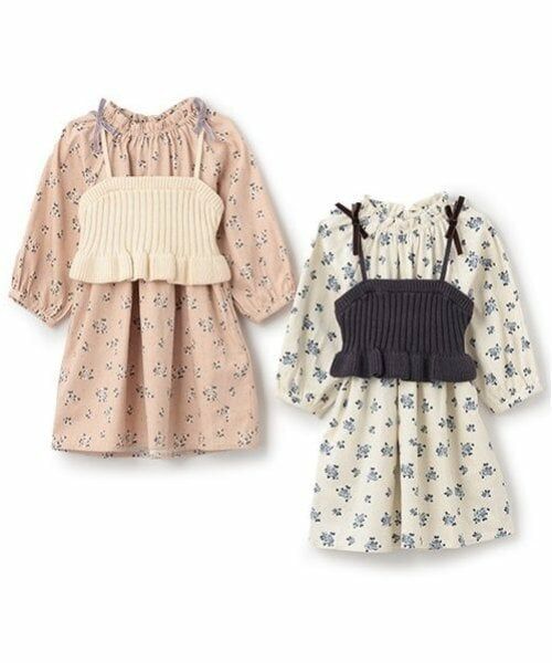 petit main / プティマイン ミニ丈・ひざ丈ワンピース | 【リンク】花柄ワンピースビスチェセット(キッズ) | 詳細15