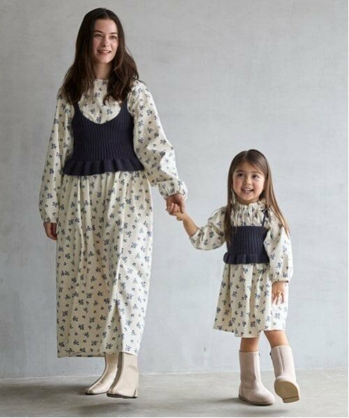 petit main / プティマイン ミニ丈・ひざ丈ワンピース | 【リンク】花柄ワンピースビスチェセット(キッズ) | 詳細3