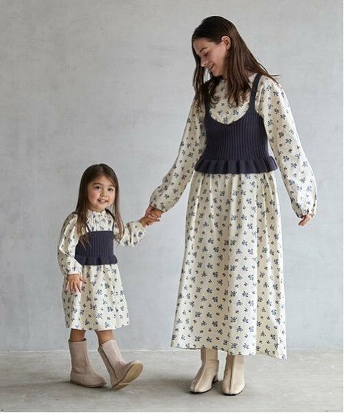 petit main / プティマイン ミニ丈・ひざ丈ワンピース | 【リンク】花柄ワンピースビスチェセット(キッズ) | 詳細4