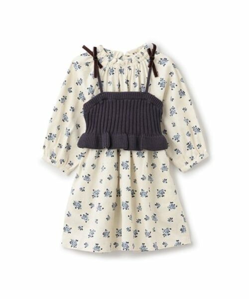 petit main / プティマイン ミニ丈・ひざ丈ワンピース | 【リンク】花柄ワンピースビスチェセット(キッズ) | 詳細6