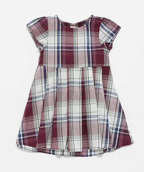 petit main / プティマイン ミニ丈・ひざ丈ワンピース | 【リンク】マドラスワンピース(キッズ)（ディープ レッド）