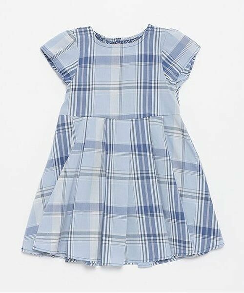 petit main / プティマイン ミニ丈・ひざ丈ワンピース | 【リンク】マドラスワンピース(キッズ)（ブルー）