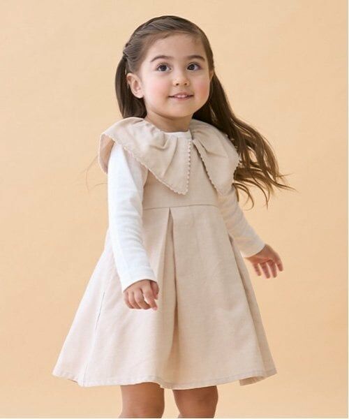 petit main / プティマイン ミニ丈・ひざ丈ワンピース | 【リンク】ビッグ衿ジャンパースカート(キッズ) | 詳細1