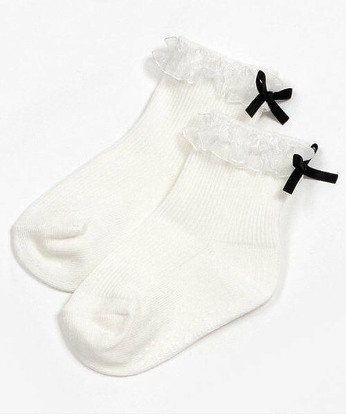 petit main / プティマイン ソックス | オーガンジーフリルソックス（オフ ホワイト）