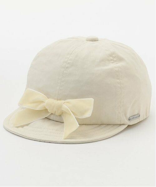 petit main / プティマイン キャップ | ベロアリボンキャップ（アイボリー）