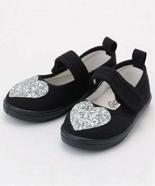 petit main / プティマイン パンプス | ラメモチーフシューズ（黒）