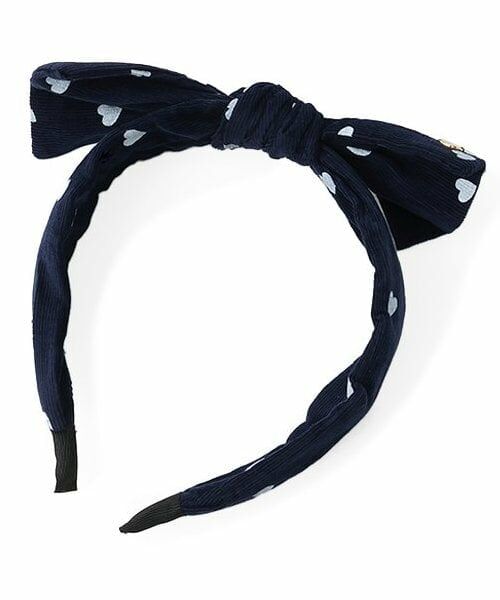 petit main / プティマイン カチューシャ・カチューム・その他 | ハート柄リボンカチューシャ（紺）