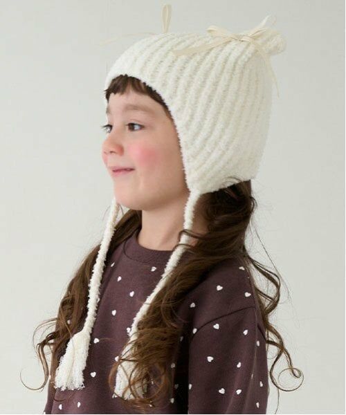 petit main / プティマイン ニットキャップ | 猫耳リボンニットキャップ | 詳細1